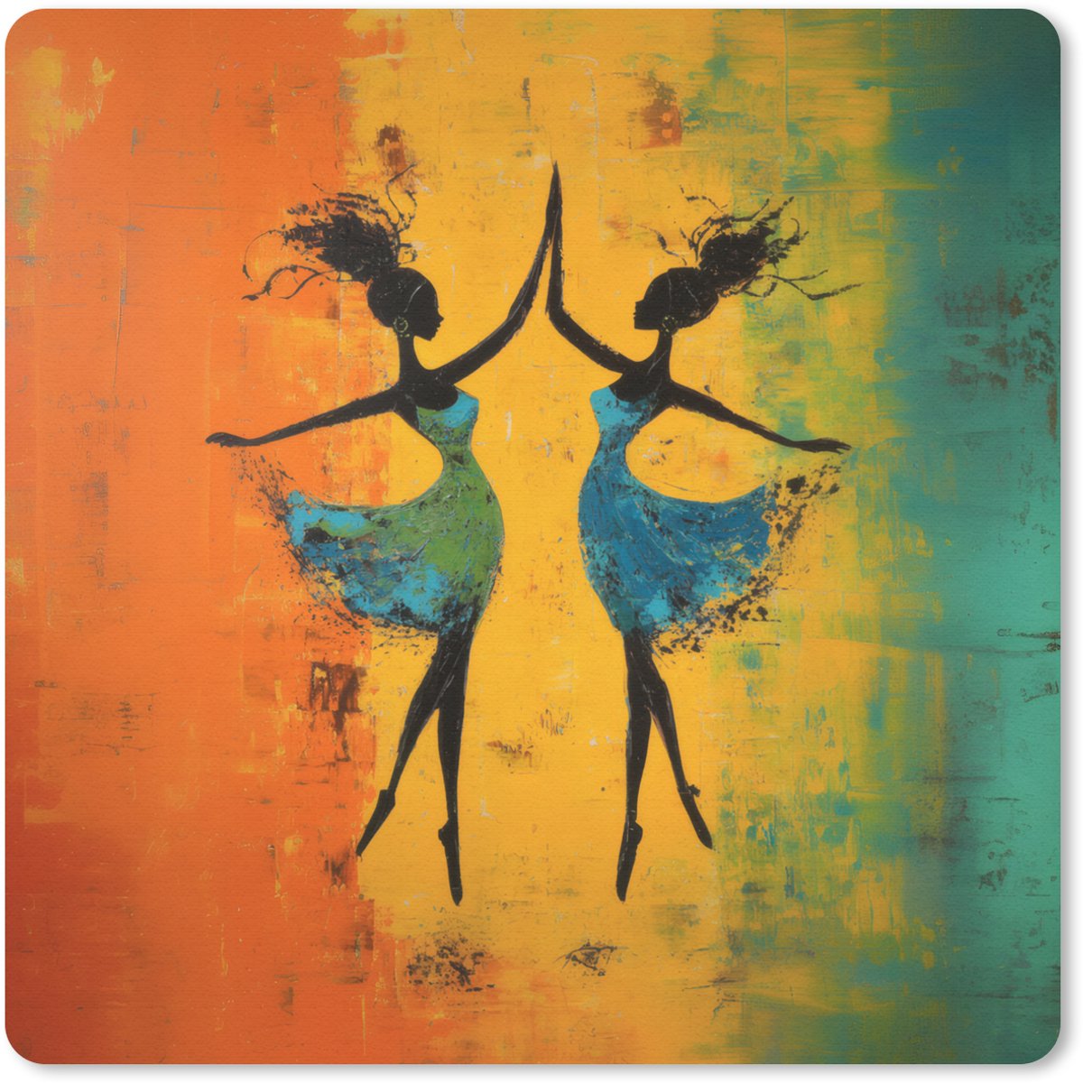 Muismat 20x20 cm - Mousepad Dansen - Vrouwen - Verfstructuur - Muismatten