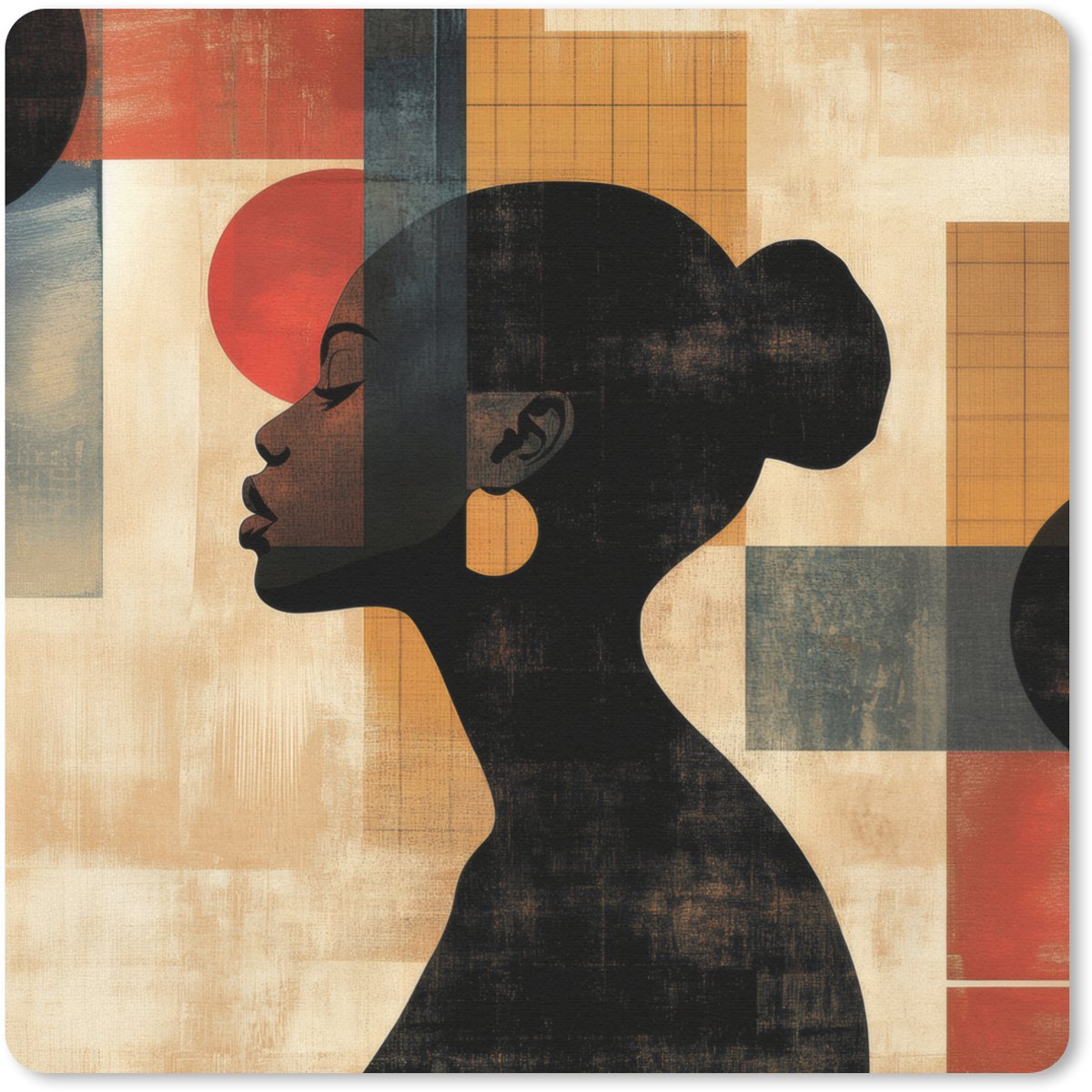 Muismat 20x20 cm - Mousepad Zijaanzicht - Vrouw - Vormen - Muismatten