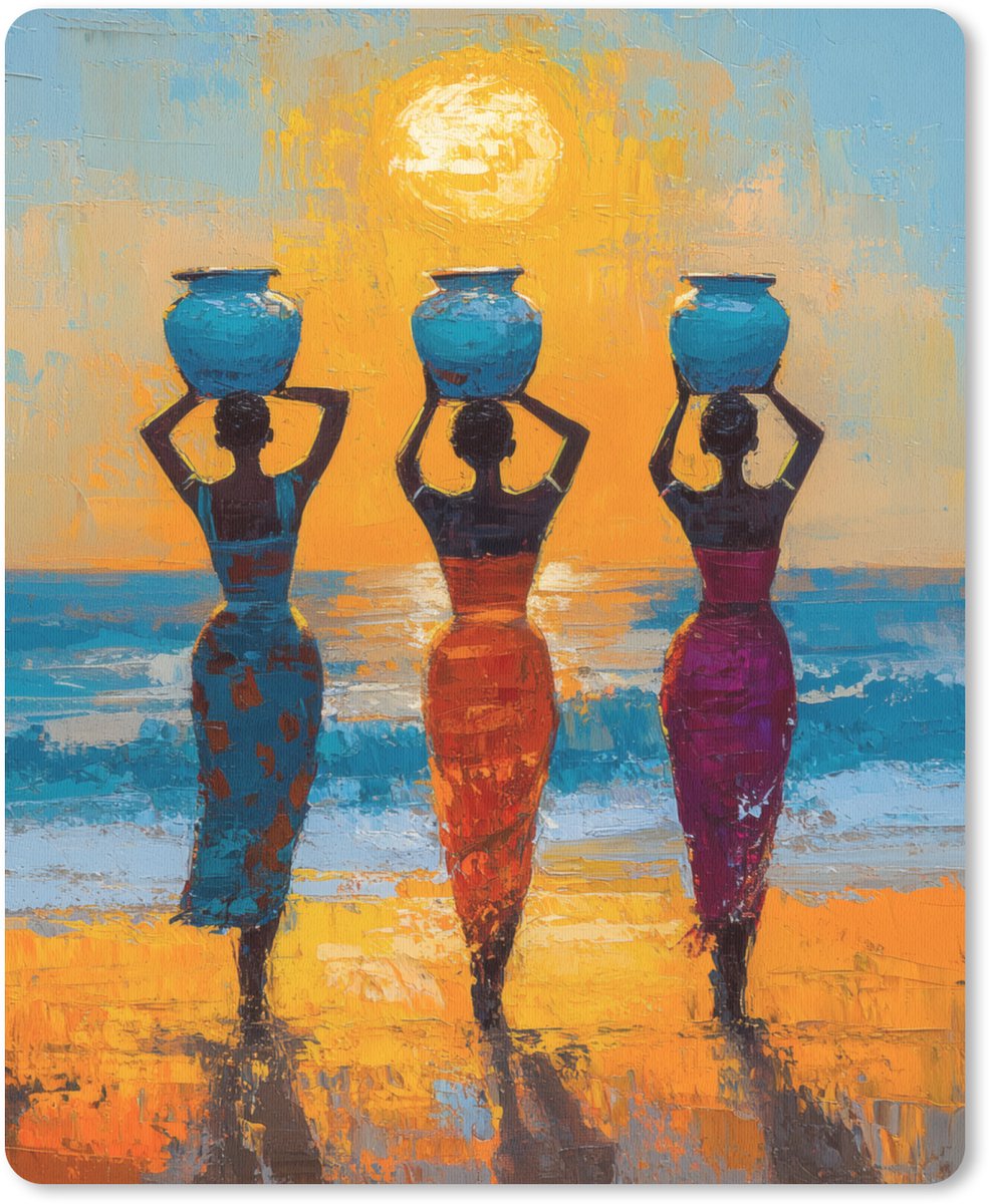 Muismat 19x23 cm - Mousepad Vrouwen - Strand - Zondsondergang - Muismatten