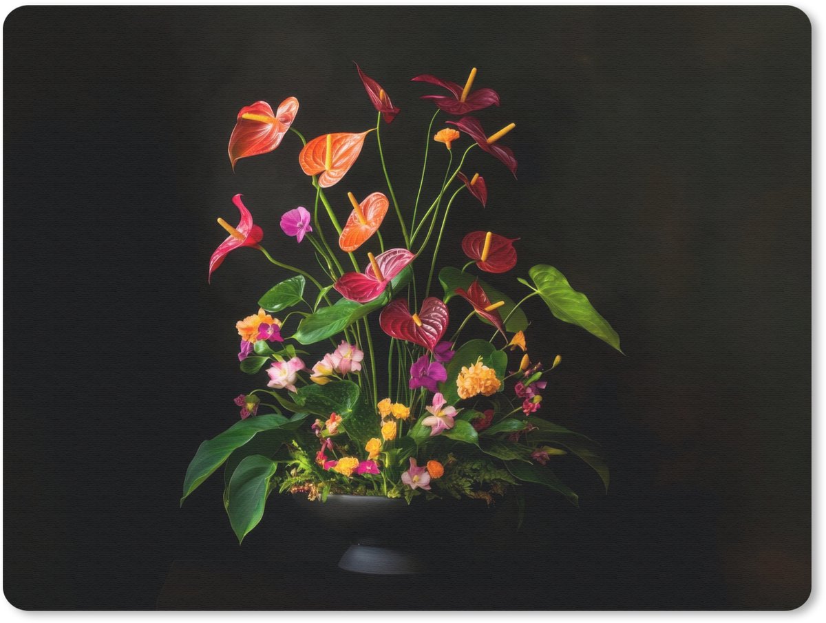 Muismat 23x19 cm - Mousepad Bloemen - Vaas - Kleurrijk - Muismatten