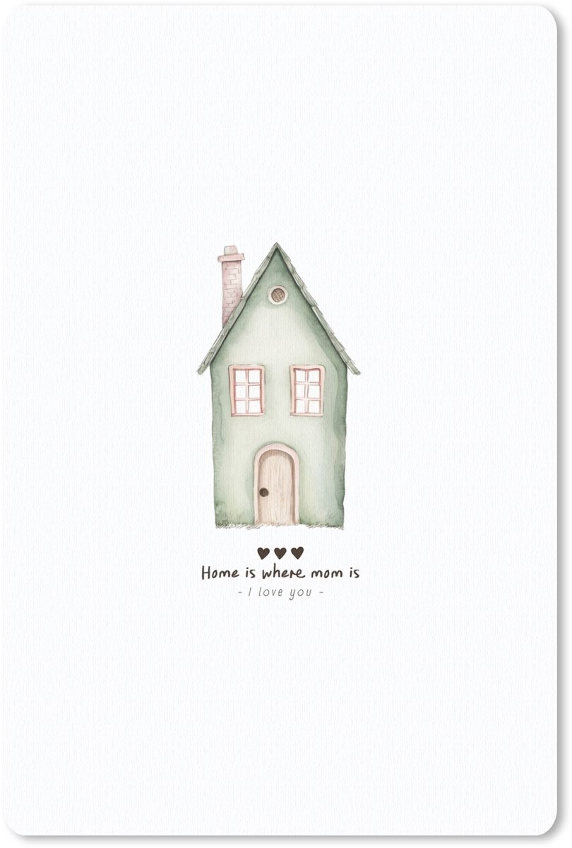 Muismat 18x27 cm - Mousepad Huisje - Groen - Tekst - Liefdevol - Muismatten
