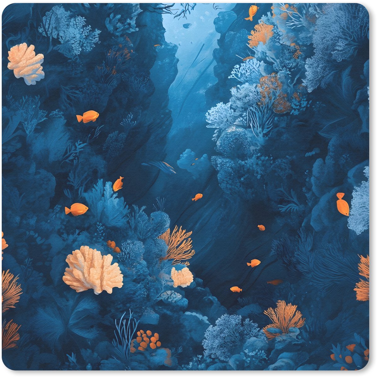 Muismat 30x30 cm - Mousepad Koraalrif - Vissen - Oceaan - Blauw - Muismatten