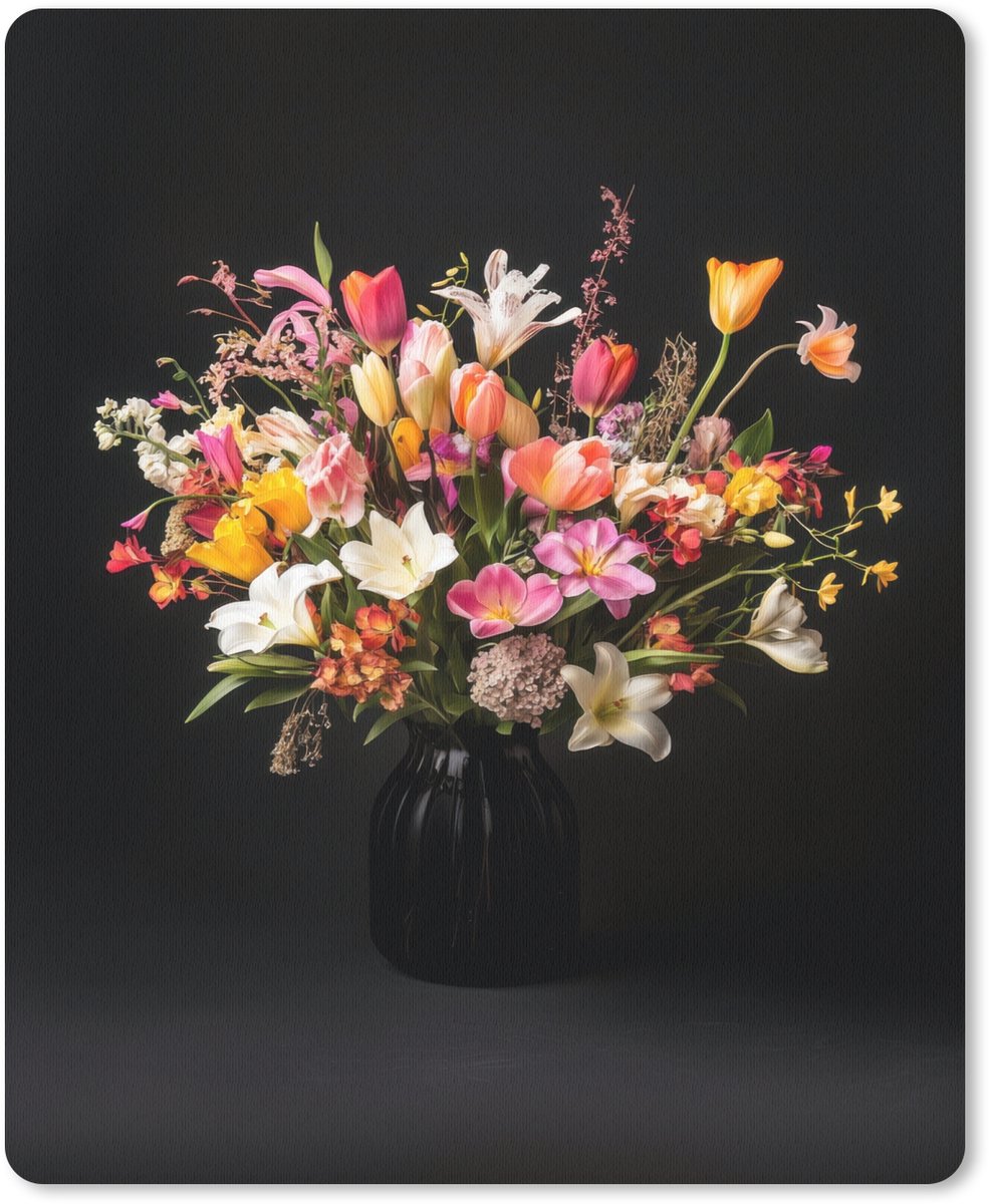 Muismat 19x23 cm - Mousepad Vaas - Bloemen - Tulpen - Muismatten