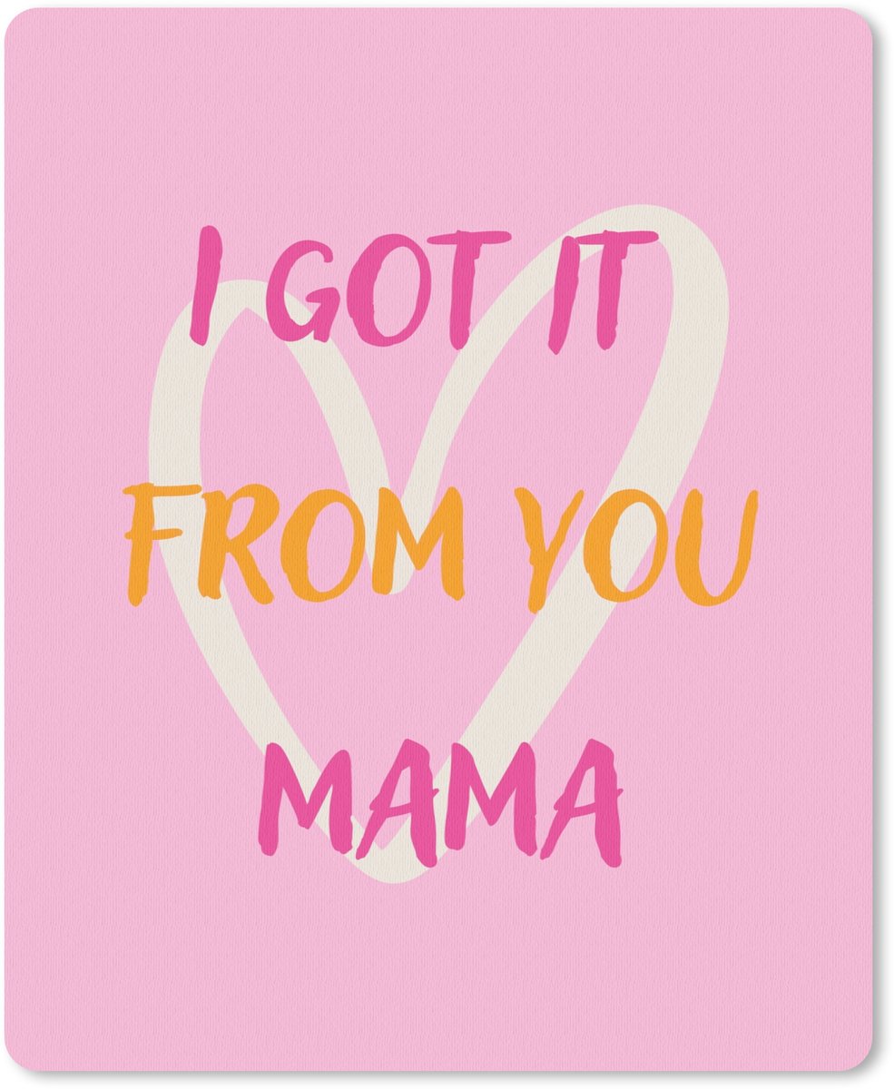 Muismat 19x23 cm - Mousepad Mama - Quote - Hart - Roze - Muismatten