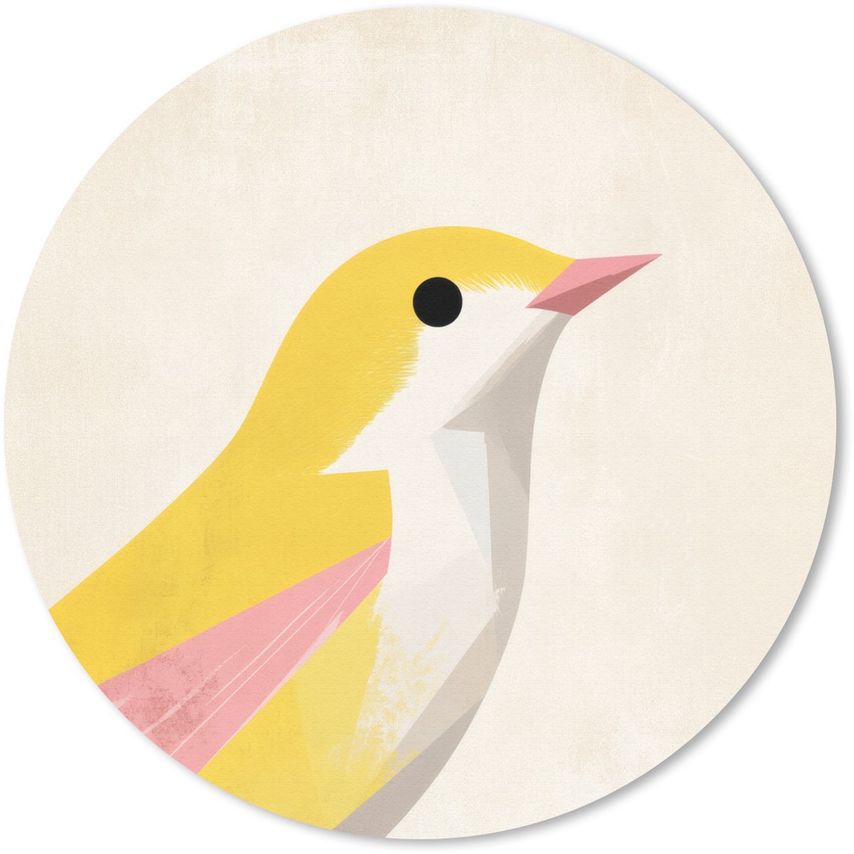Muismat rond 40x40 cm - Mousepad Vogel - Minimalistisch - Geel - Ronde muismatten