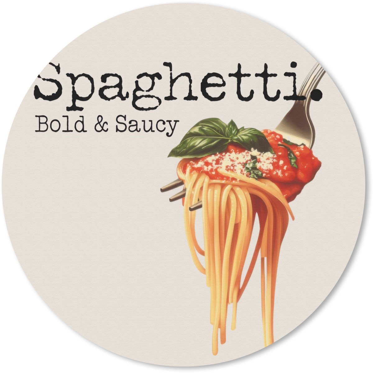 Muismat rond 50x50 cm - Mousepad Spaghetti - tomatensaus - Parmezaanse kaas - Ronde muismatten