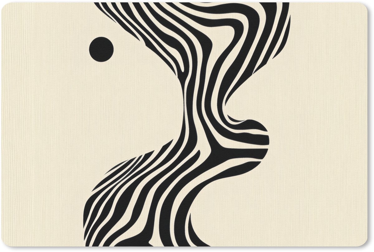 Muismat 27x18 cm - Mousepad Beige - Lijnen - Golvend - Abstract - Muismatten