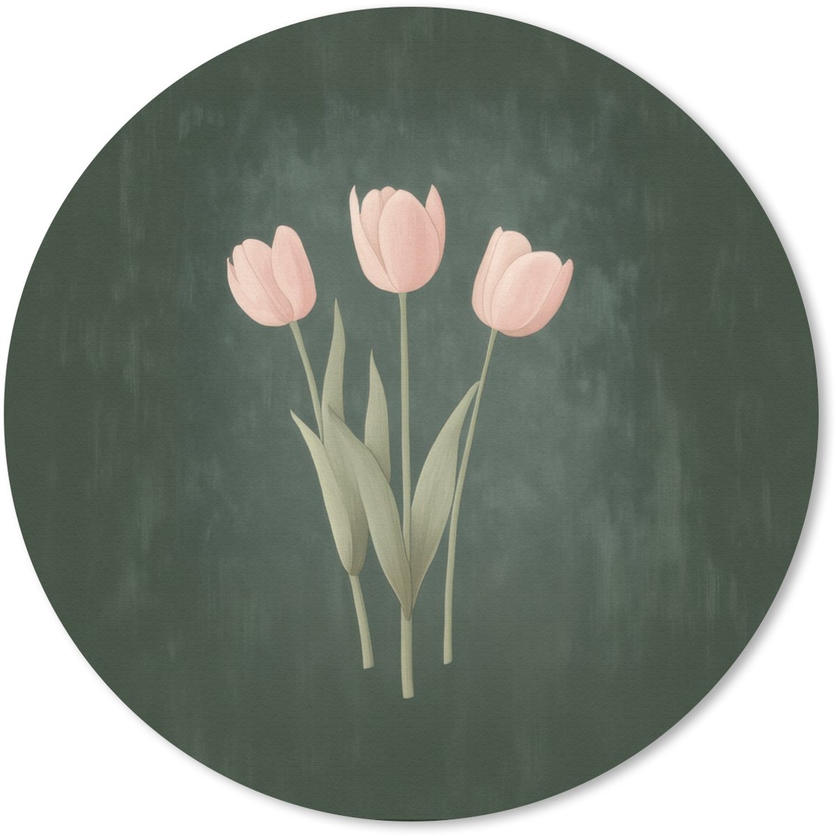 Muismat rond 50x50 cm - Mousepad Tulpen - Liefde - Donkergroen - Ronde muismatten