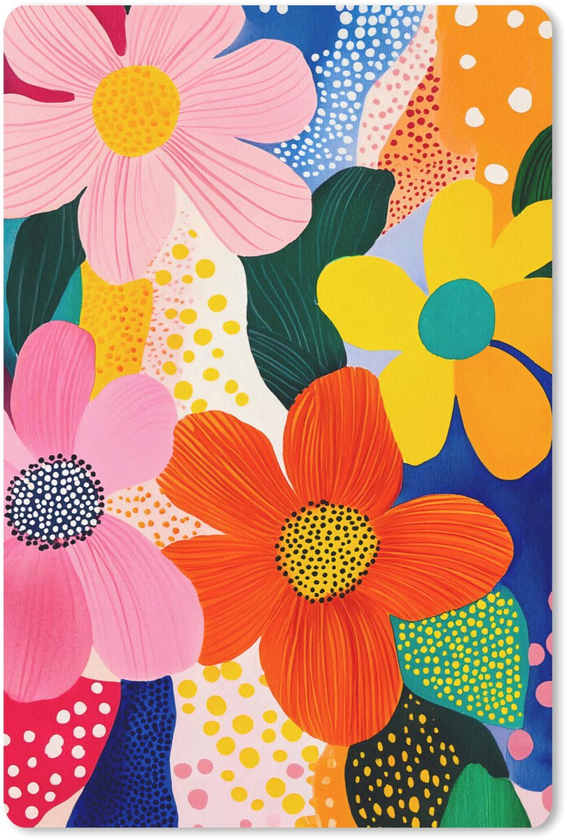 Muismat 18x27 cm - Mousepad Bloemen - Kleurrijk - Stippen - Muismatten
