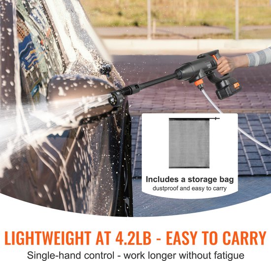 Accu Hogedrukreiniger, 40 Bar - 4,2 L/Min - Handzaam Ontwerp Met 4,0 Ah Accu - 6-In-1 Mondstuk - voor Auto, Terras En Planten van VONROC — afbeelding 5
