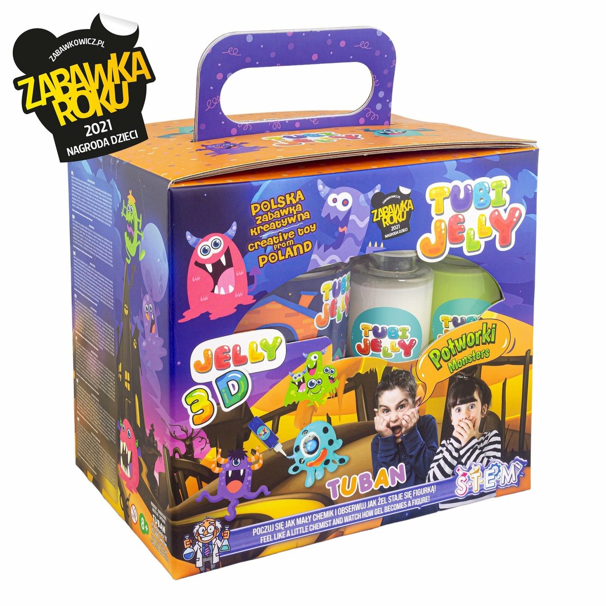 Tuban speelgoed - Tubi Jelly set met 6 kleuren en klein aquarium monsters.