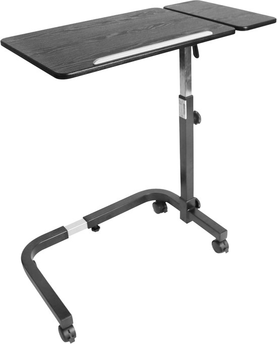 Maclean MC-903 W In hoogte verstelbare laptoptafel met wielen en een lade zit-sta-bureau in hoogte verstelbaar tot max. 113 cm max. 8 kg (wit