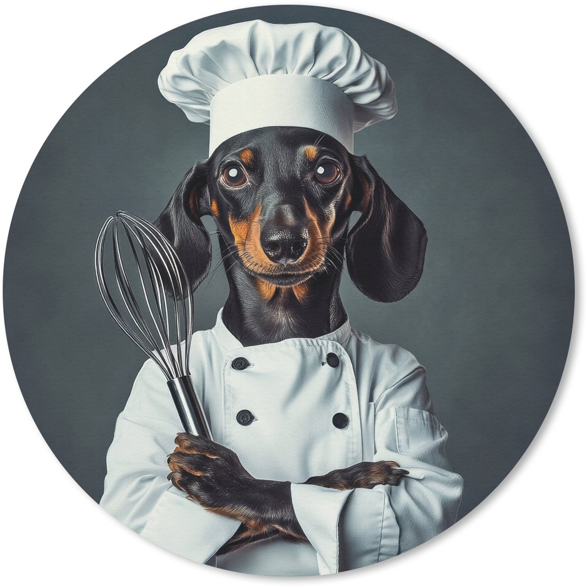 Muismat rond 20x20 cm - Mousepad Hond - Garde - Kok - Ronde muismatten