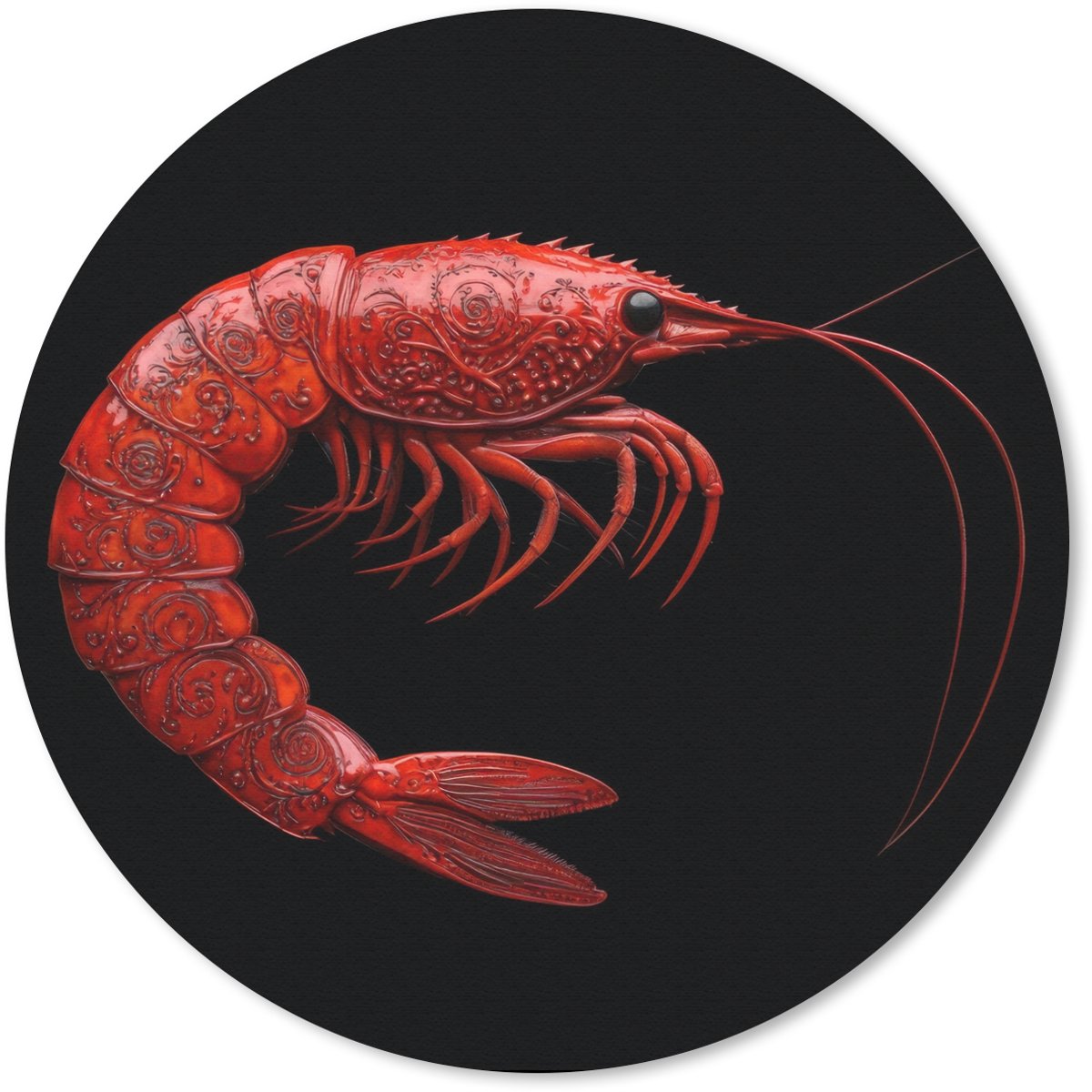 Muismat rond 30x30 cm - Mousepad Garnaal - Rood - Dieren - Ronde muismatten