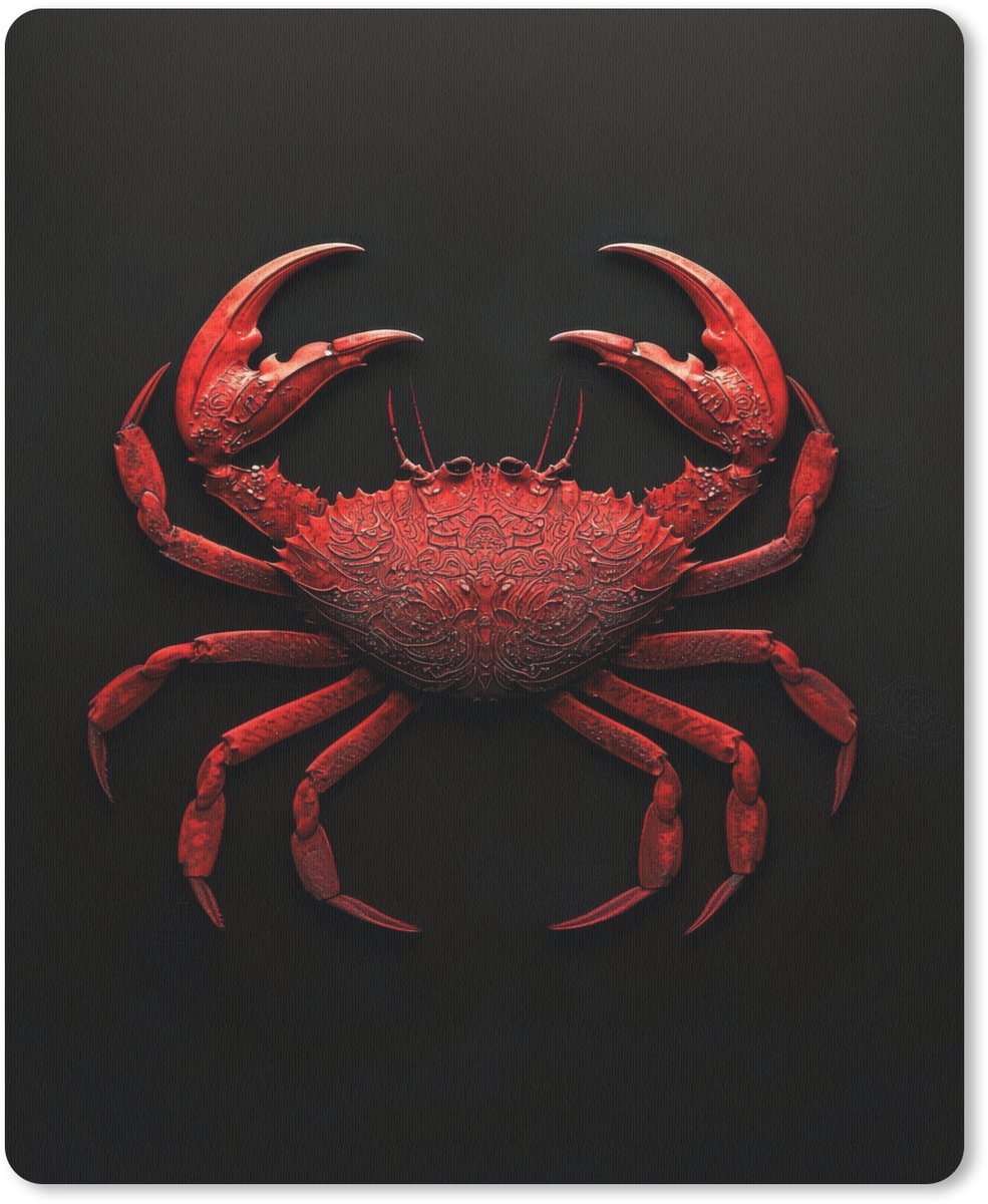 Muismat 19x23 cm - Mousepad Krab - Rood - Vissen - Schaaldieren - Muismatten