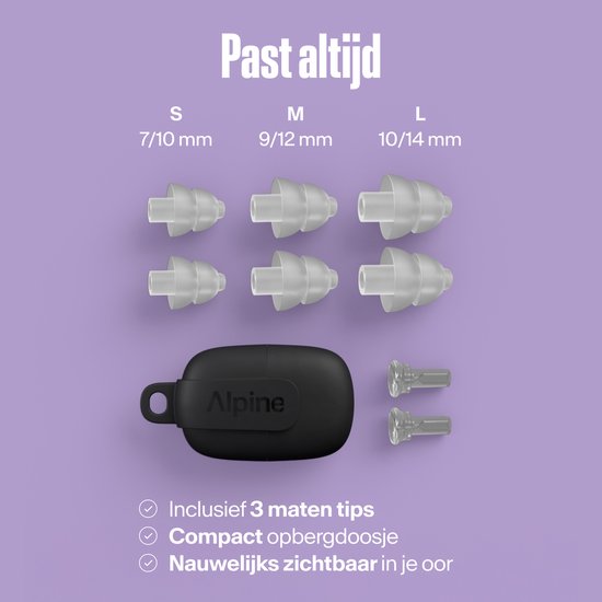Alpine PartyPlug Oordopjes Festival - Nieuw & Verbeterd - 19dB Gehoorbescherming voor Muziek, Concerten, Feesten & Festivals - Hoge Muziekkwaliteit - Herbruikbare Oordopjes - 3 Maten S/M/L - Incl. Premium Filter & Opbergcase - Transparant
