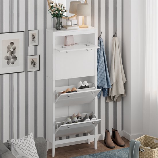 Vicco Schoenenkast Aron, Zwart, 60 x 153 cm 3 compartimenten Vicco Schoenenkast Aron, Zwart, 60 x 153 cm 3 compartimenten