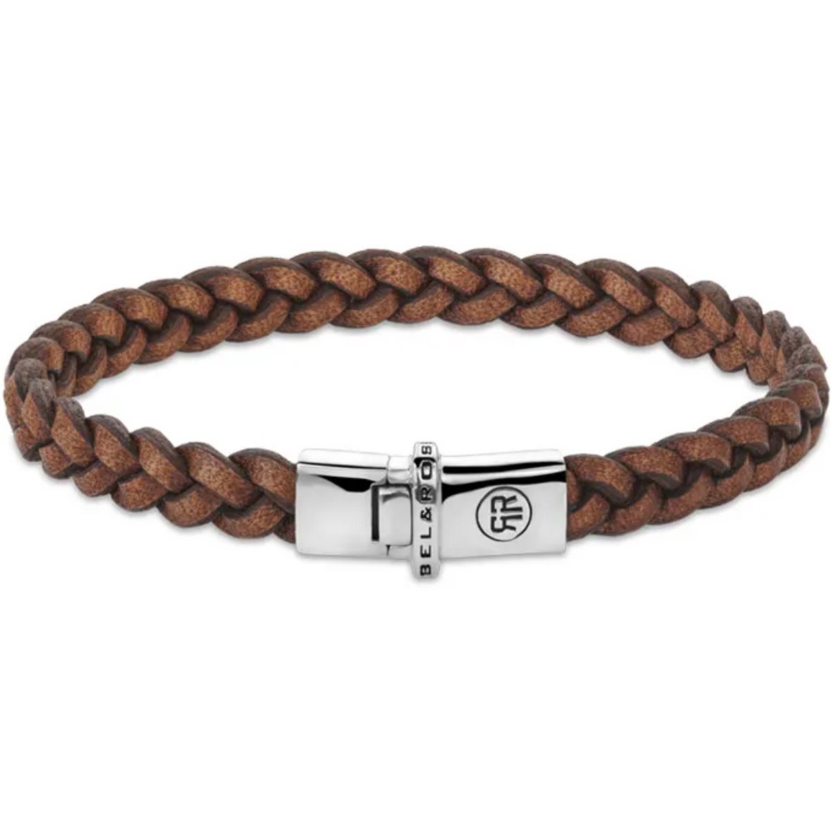 Rebel & Rose armband Small Braided Raw Cognac RR-L0171-S