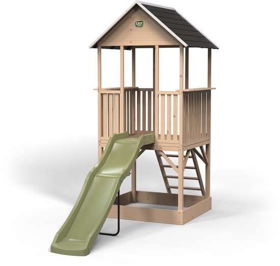 EXIT Panorama 500 Houten Speelhuis - met Glijbaan & Zandbak - Speelhuisje voor Buiten - FSC Hout - Kinderen