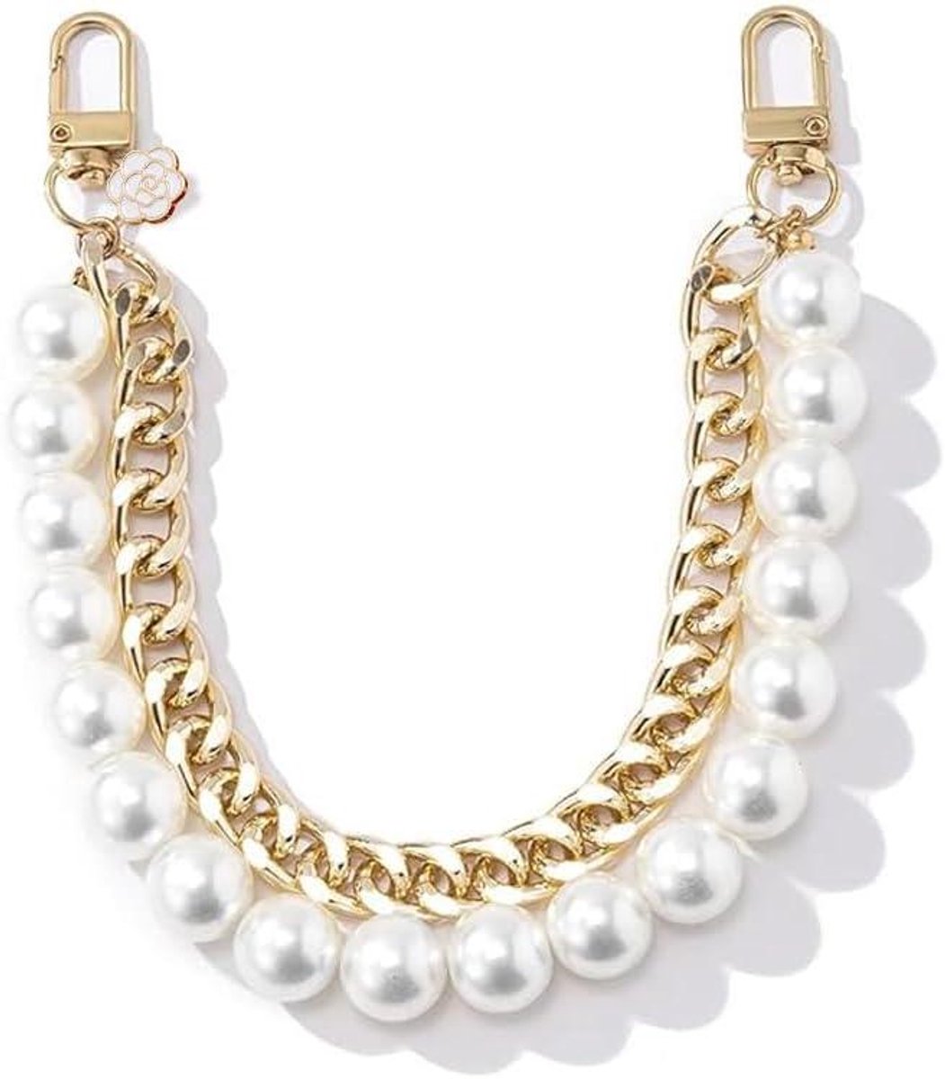 Telefoonketting kralen - Pareltelefoonriem voor vrouwen en meisjes (wit)