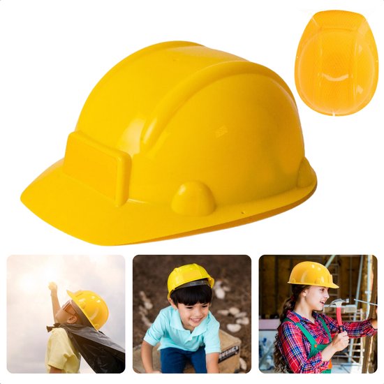 Cheqo® Speelgoed Bouwhelm Geel - Voor Kinderen - Helm - Speelgoedhelm - Kunststof - Vanaf 3 Jaar