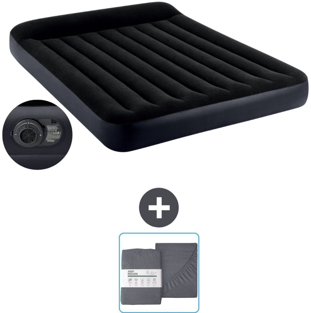 Intex Luchtbed - 2-Persoons - 152 x 203 x 25 cm - Blauw - Inclusief pomp en Hoeslaken