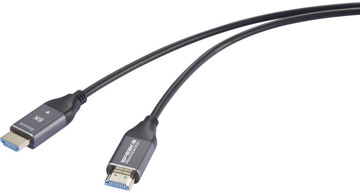 SpeaKa Professional SP-12842672 HDMI-kabel HDMI / Glasvezel Aansluitkabel HDMI-A-stekker, HDMI-A-stekker 40 m Zwart 8K