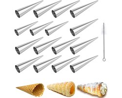 16-stuks Crèmehoornvormen - Croissantvormen - Roestvrijstalen conische buis - Bakgereedschap - Geschikt voor gebak, roomhoorns, cakes - Gemakkelijk schoon te maken en stevig - Schroefcroissantrolgereedschap - Zilver 16-stuks Crèmehoornvormen - Croissantvormen - Roestvrijstalen conische buis - Bakgereedschap - Geschikt voor gebak, roomhoorns, cakes - Gemakkelijk schoon te maken en stevig - Schroefcroissantrolgereedschap - Zilver