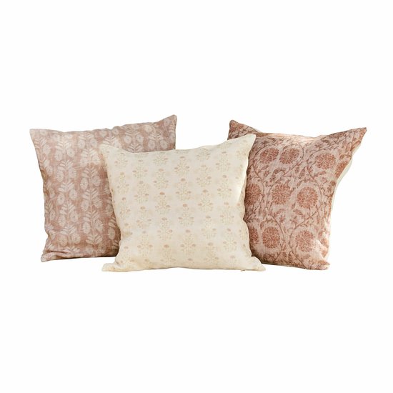 LOBERON Lot de 3 housses de coussin Tarouja vieux rose/crème