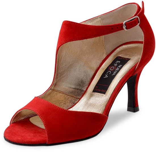 Nueva Epoca Linea Dames Dansschoenen Rood Suède Rode