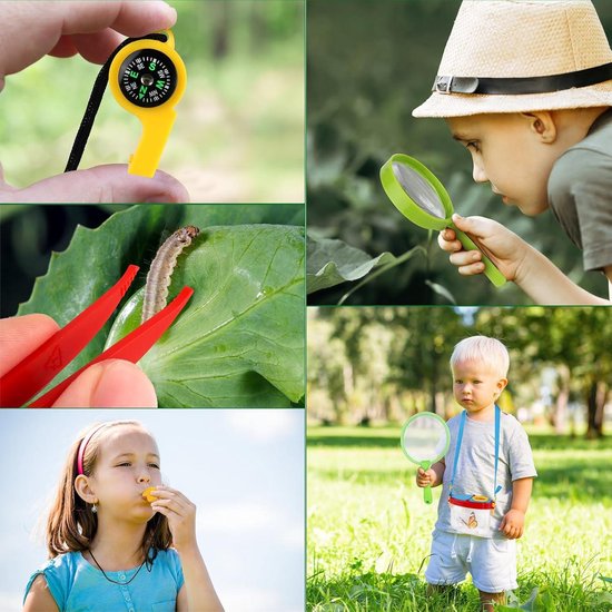 Onderzoeksset voor kinderen, insectenverdeler, box 4,5 x vergrootglas, insecten, verzamelcontainer, natuur, verkenning, outdoor, insectenvanger