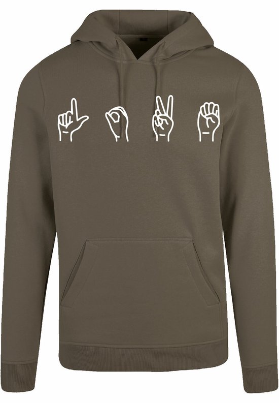 7311 - Sweat à capuche - Langue des signes ; Love-Olive - XS