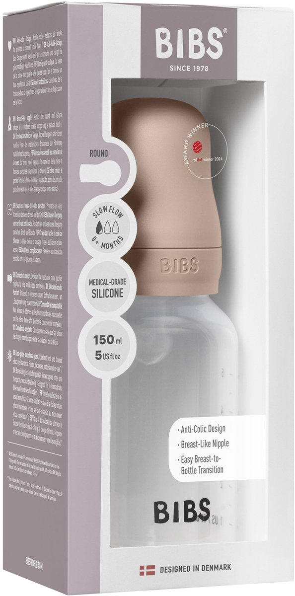 Bibs Fles - Slow Flow - 150 ml - Silicone - Blush van Merkloos — afbeelding 2