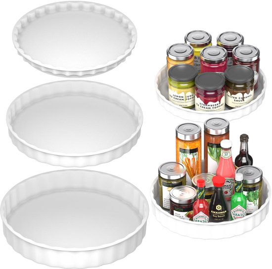 Système d'organisation rotatif Ibenzoa® Cuisine et réfrigérateur - Set de 3 tailles, idéal pour les épices et plus encore