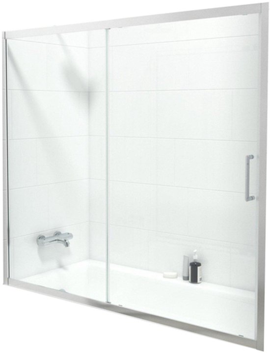 FugaFlow ID06 Quick Fit Paroi de baignoire - Porte coulissante en 2 parties - 170x150cm - Verre de sécurité 6 mm - anticalcaire - chrome - Black Friday -