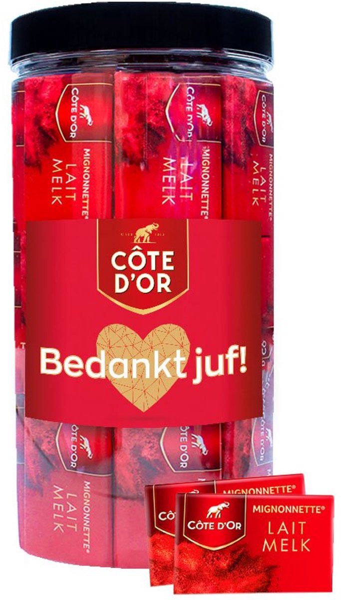 Côte d'Or Mignonnette Melk chocolade "Bedankt juf!" - cadeau voor juf - einde schooljaar - chocoladecadeau - melkchocoladetabletten - 750g