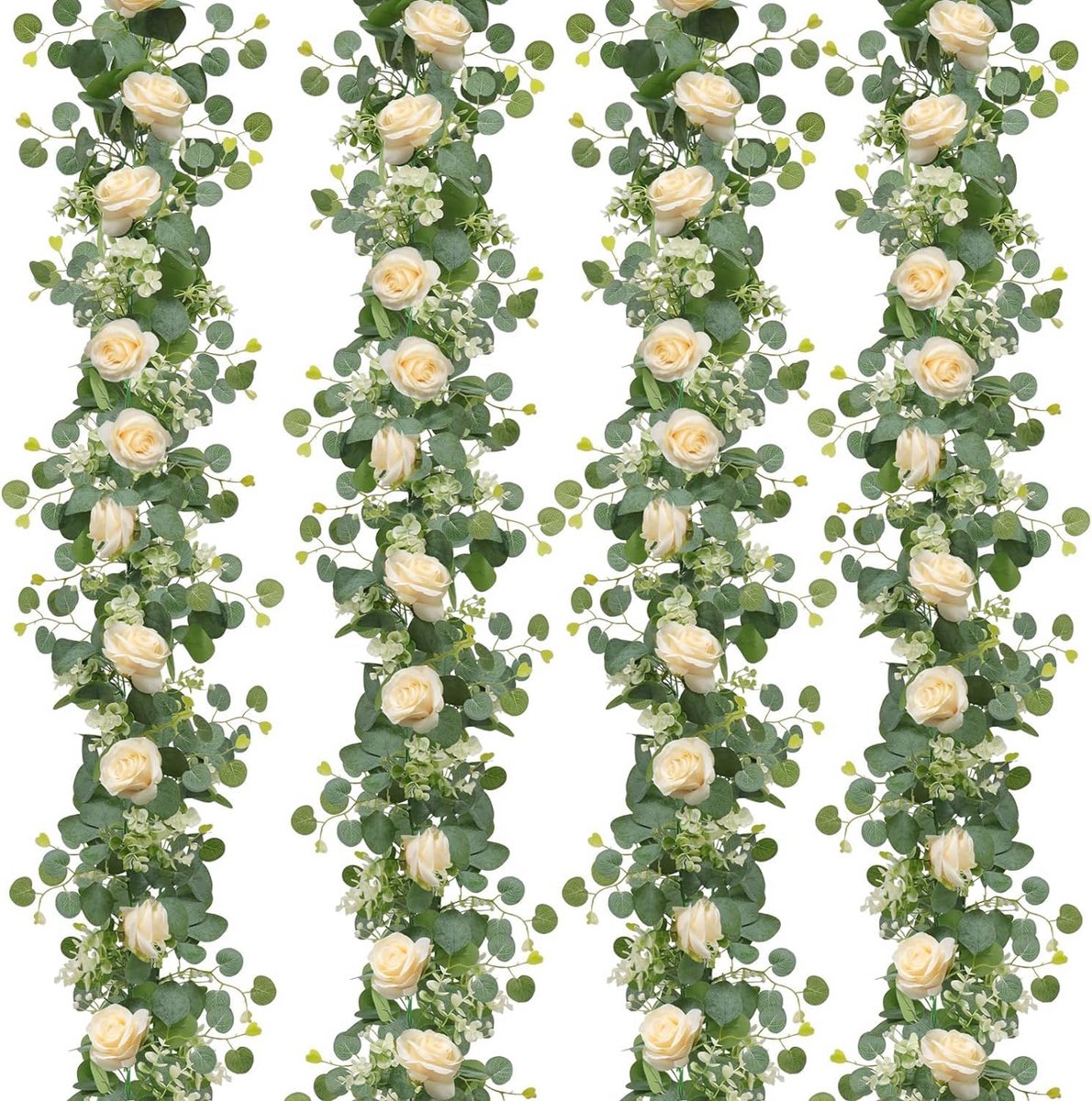 Zijde Roos Slinger met Eucalyptus en Gypsophila voor Bruiloft en Decoratie
