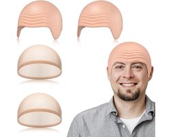 Bald cap-Latex kale pruikkap-4 artikelen-Licht Bruin