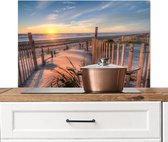 Spatscherm keuken 80x55 cm - Kookplaat achterwand Strand - Natuur - Zonsondergang - Muurbeschermer - Spatwand fornuis - Hoogwaardig aluminium