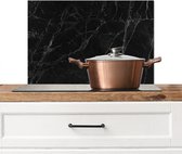 Spatscherm keuken 70x50 cm - Kookplaat achterwand Zwart - Marmer print - Muurbeschermer - Spatwand fornuis - Hoogwaardig aluminium