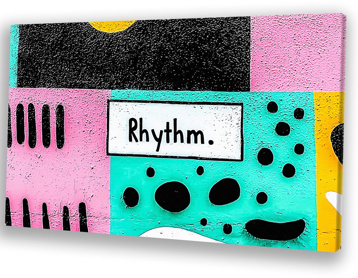 Ritmische wanddecoratie met patronen - Ritme schilderij op canvas - Schilderij op canvas patronen - Pop Art - Schilderij vintage - Canvas schilderijen woonkamer - canvas 45x30 cm