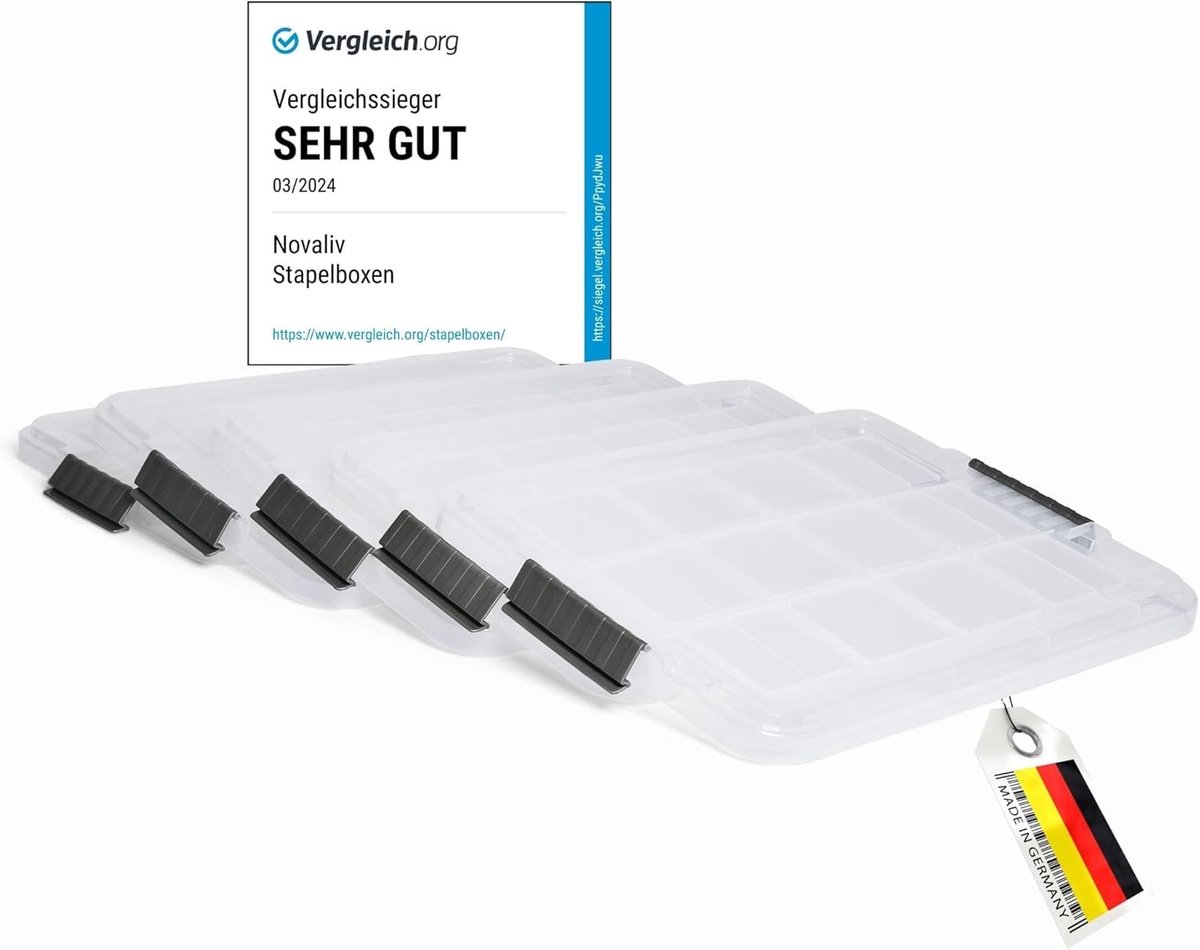 Novaliv 5x vervangingsdeksels 28-40 liter met clipsluiting 61x40 cm transparant