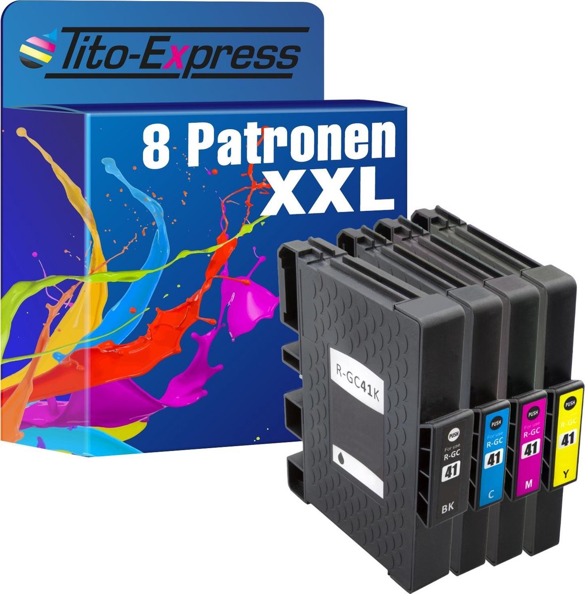 PlatinumSerie 8x inkt cartridge alternatief voor RICOH GC-41 GC41
