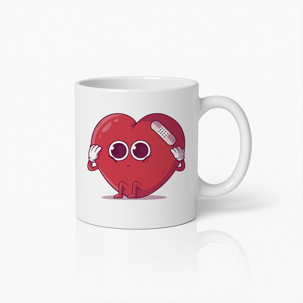 Schattige Gebroken Hart Cartoon Mok – Emotionele en Leuke Koffiebeker