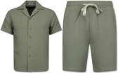 Ribbed Oversized Shirt - Zomer set Heren - Two Piece Setje - Co ord Set - 009 - Grijs
