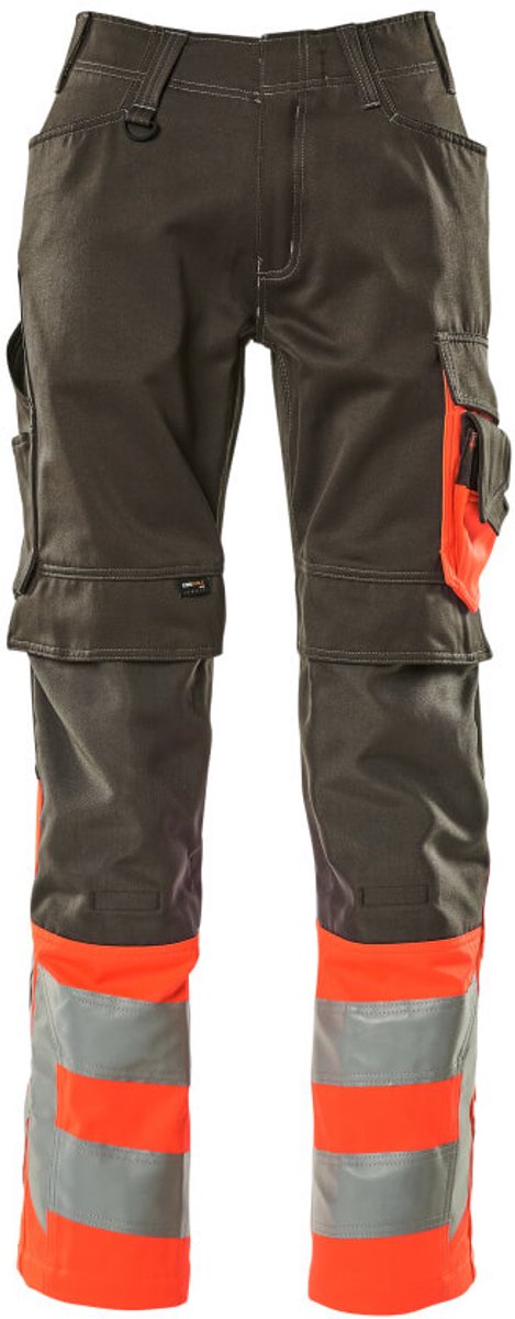 Mascot Safe Supreme Broek met kniezakken 15679-860 - donkerantraciet/hi-vis rood - C56 - 76