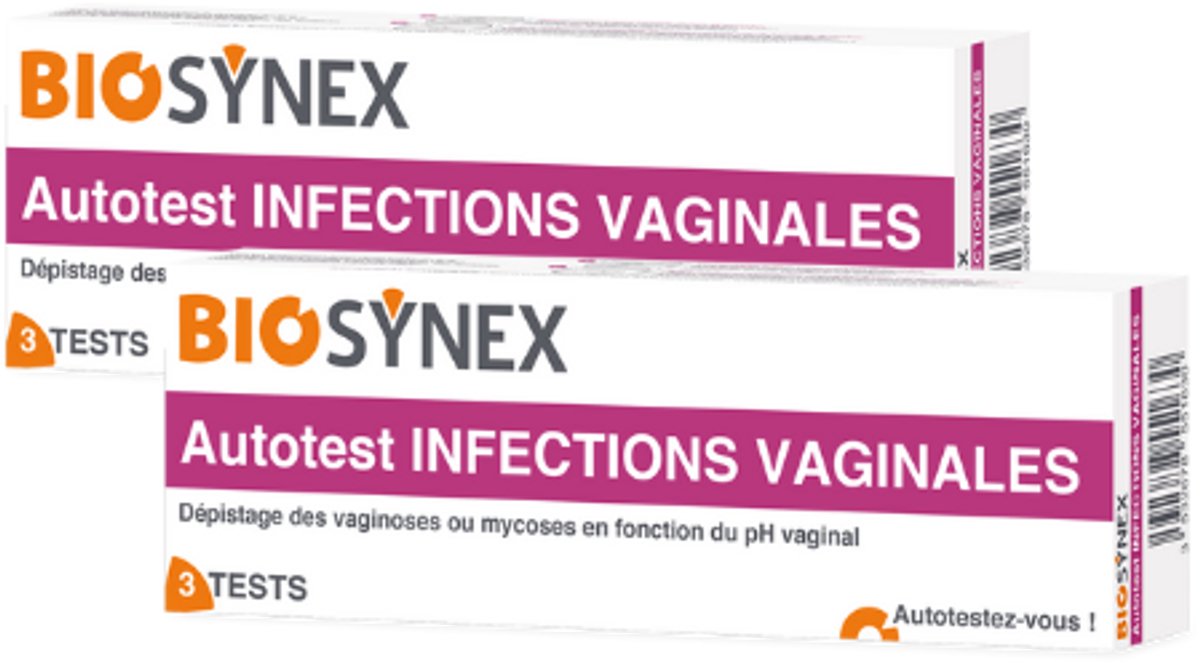Biosynex - Vaginale Infectie Zelftest - Vaginale pH Test - Directe Kleuraflezing - Voor Jeuk, Branderig Gevoel en Ongewone Afscheiding - 2 x 3 Tests Pack