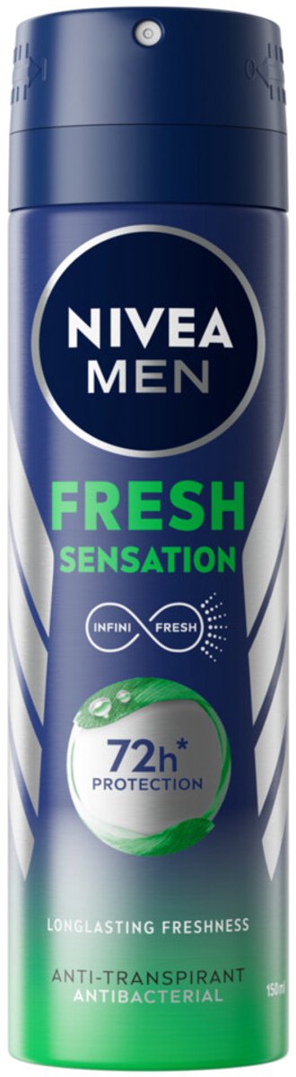 NIVEA Men Deodorant Spray Fresh Sensation - 3 x 150 ml - Voordeelverpakking