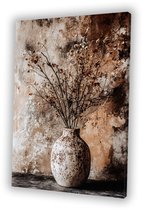 Fleurs séchées dans un vase en céramique - Portrait nature morte - Peinture sur toile fleurs - Minimalisme - Décoration murale classique - Décoration murale chambre - Toile 60x90 cm
