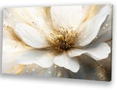 Luxe bloem in goud en wit - Bloem schilderijen canvas - Schilderij op canvas bloemblad - Art Nouveau - Binnenhuisdecoratie - Schilderijen - Canvas 120x80 cm